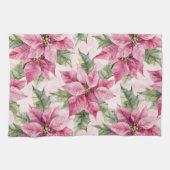 Linge De Cuisine Chic rose Poinsettia Fleurs Noël (Horizontal)