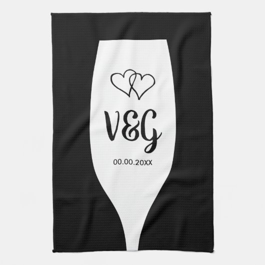 Linge De Cuisine Chic verre de vin monogramme mariage en faveur de (Vertical)