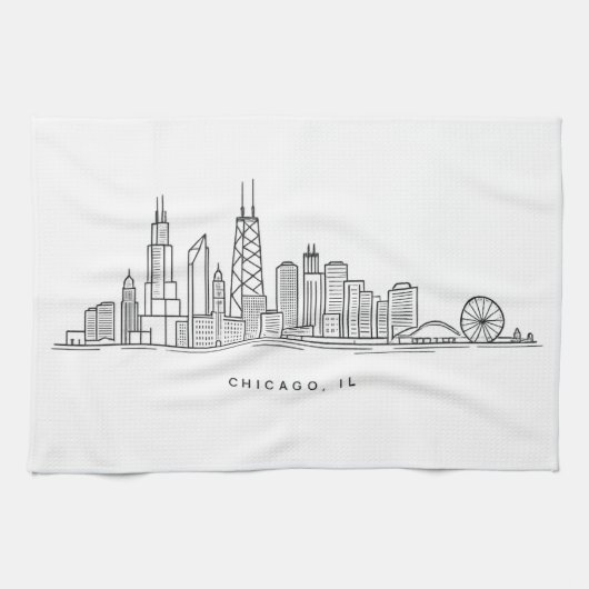 Linge De Cuisine Chicago IL Cityscape Illustration (Horizontal)