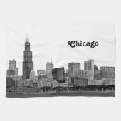 Linge De Cuisine Chicago Skyline Etché (Horizontal)