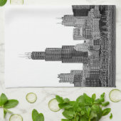 Linge De Cuisine Chicago Skyline Gravé (Plié)