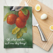 Linge De Cuisine Chickadee Birds Apple Harvest (Quart Plié)