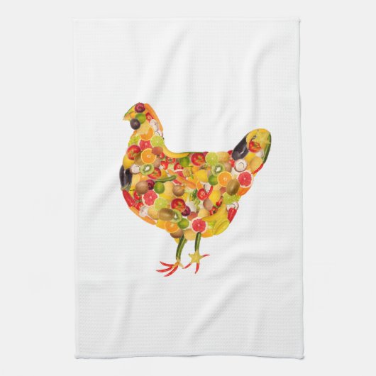 Linge De Cuisine Chicken of fruits, végétables. Add your own text ! (Vertical)