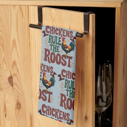 Linge De Cuisine Chickens Rule the Roost Rustic Farm Illustration (Pliage en tiers)