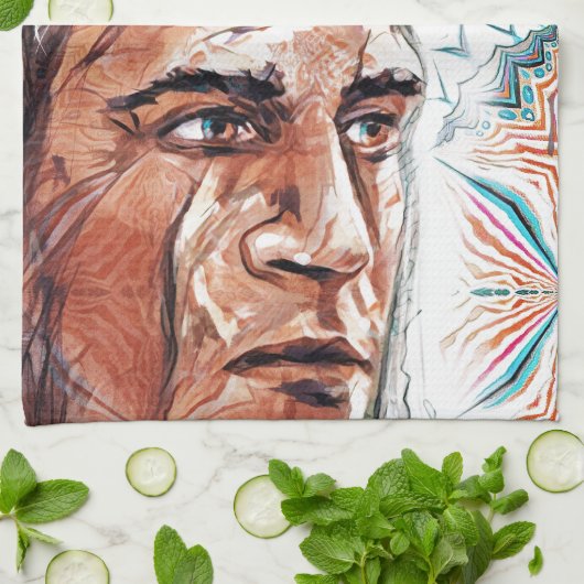 Linge De Cuisine Chieftan ancien et motif fractal (Plié)