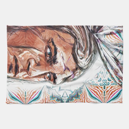 Linge De Cuisine Chieftan ancien et motif fractal (Horizontal)