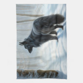 Linge De Cuisine Chien à neiger belge Noël (Vertical)