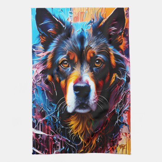 Linge De Cuisine chien Abstrait de couleur de splash (Vertical)