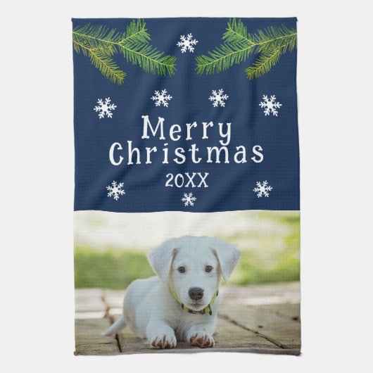 Linge De Cuisine Chien Animaux de compagnie Photo Pine Snowflakes J (Vertical)