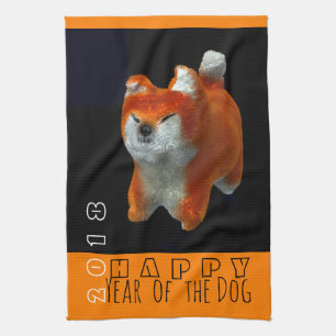 Linge De Cuisine Chien Art numérique Shiba Puppy 3D Année 2018 Cuis