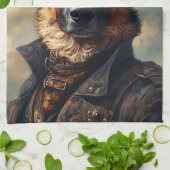 Linge De Cuisine Chien berger allemand Steampunk en haut-de-forme (Plié)