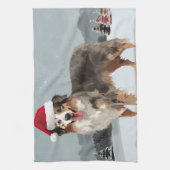 Linge De Cuisine Chien berger australien en Noël de neige (Vertical)