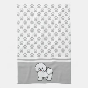 Linge De Cuisine Chien Bichon Frise Mignon Blanc Avec Motif de Patt