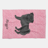 Linge De Cuisine Chien Carlin Noir Mops Cute Mops Et Coeurs Rose Av (Horizontal)