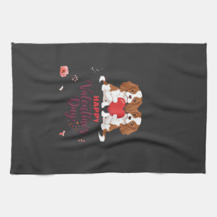 Linge De Cuisine Chien Cavalier King Fleuris Joyeuse Saint-Valentin