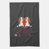 Linge De Cuisine Chien Cavalier King Fleuris Joyeuse Saint-Valentin (Vertical)