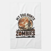 Linge De Cuisine Chien chasse les zombies Conception de vecteur Hal (Vertical)