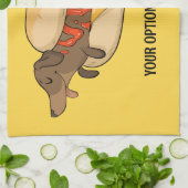 Linge De Cuisine Chien chaud de texte personnalisé (Plié)