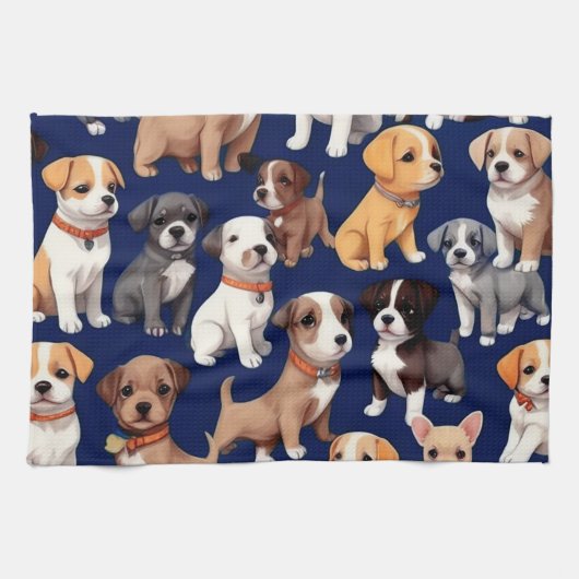 Linge De Cuisine Chien Chien Chien bleu de la marine Design Motif (Horizontal)