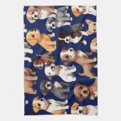 Linge De Cuisine Chien Chien Chien bleu de la marine Design Motif (Vertical)