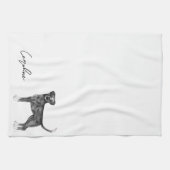 Linge De Cuisine Chien De Boxe Allemand En Noir Et Blanc & Texte Pe (Horizontal)