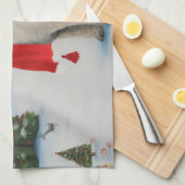 Linge De Cuisine Chien de caniche à Noël de neige (Quart Plié)