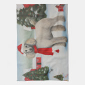 Linge De Cuisine Chien de caniche à Noël de neige (Vertical)