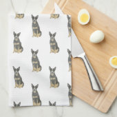 Linge De Cuisine Chien de chien de garde (Tan bleu noir) (Quart Plié)