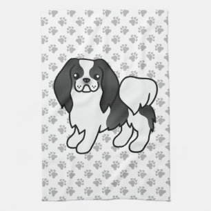 Linge De Cuisine Chien de dessin animé japonais Chin noir et blanc