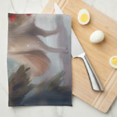 Linge De Cuisine Chien de lappund finlandais à Noël de neige (Quart Plié)