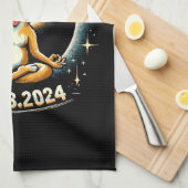 Linge De Cuisine Chien de l'éclipse solaire 2024 (Quart Plié)