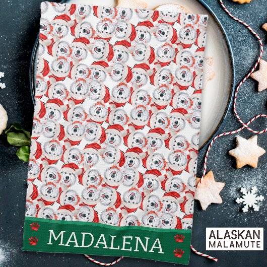 Linge De Cuisine Chien de Noël Alaskan Malamute