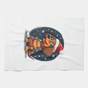 Linge De Cuisine Chien de Noël Dachshund Père Noël Xmas Wiener 2