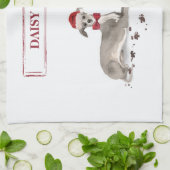 Linge De Cuisine Chien de Noël italien Greyhound avec arbre (Plié)