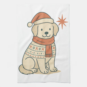 Linge De Cuisine Chien de Noël mignon Chiot d'hiver scandinave