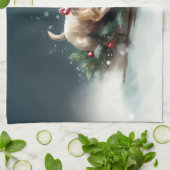 Linge De Cuisine Chien de Noël neige hiver (Plié)