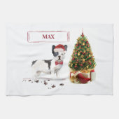 Linge De Cuisine Chien de Noël Noir et Blanc (Horizontal)