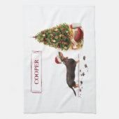 Linge De Cuisine Chien de Noël noir et Tan Dachshund drôle (Vertical)