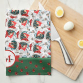 Linge De Cuisine Chien de Noël noir Tan Piebald Dachshund (Quart Plié)