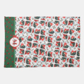 Linge De Cuisine Chien de Noël noir Tan Piebald Dachshund (Horizontal)