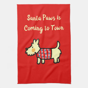 Linge De Cuisine Chien de Noël Santa Paws Puppy Festif