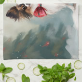 Linge De Cuisine Chien de Papillon à Noël de neige (Plié)