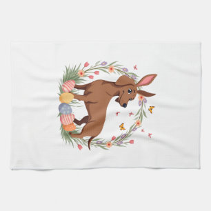 Linge De Cuisine Chien de Pâques vintage en forme de teckel avec œu
