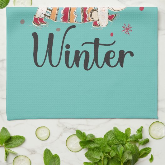 Linge De Cuisine Chien de patinage sur glace mignon (Plié)