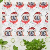 Linge De Cuisine Chien de race anglaise Bulldog Noël (Plié)
