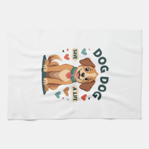 Linge De Cuisine Chien de sauvetage mignon vintage sauve une vie Ca