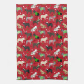 Linge De Cuisine Chien de taule français de Noël (Vertical)