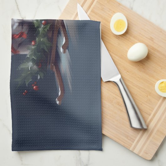 Linge De Cuisine Chien de taureau neige hiver (Quart Plié)