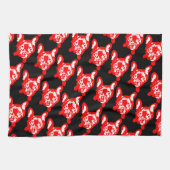 Linge De Cuisine Chien de taureau rouge blanc mignon français (Horizontal)