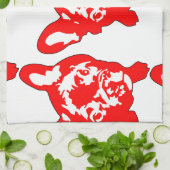 Linge De Cuisine Chien de taureau rouge blanc mignon français (Plié)